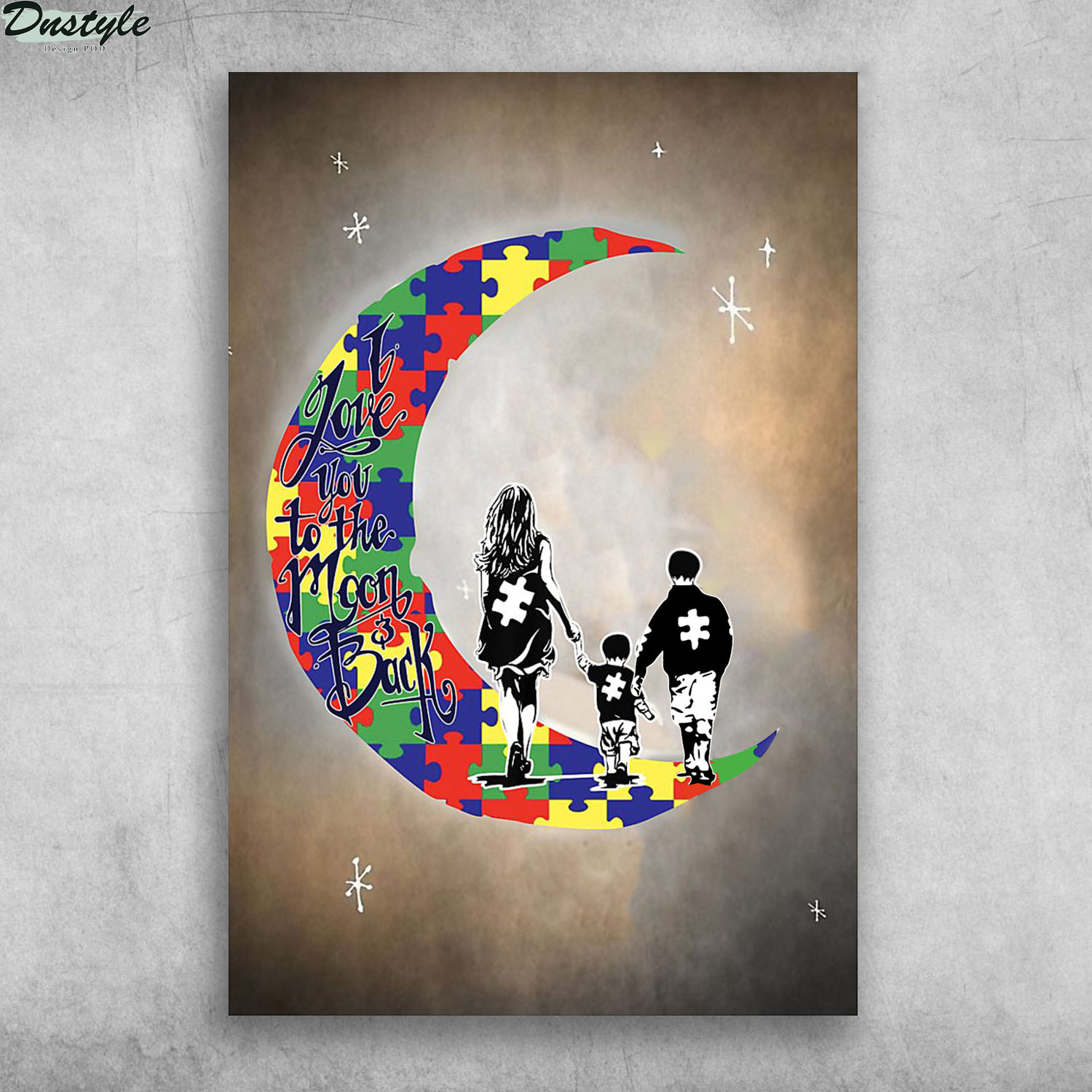 I love you to the moon and back autism awareness poster ( new version )