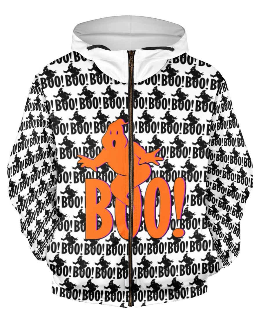 Boo ghost 3d all over printed zip hoodie 2