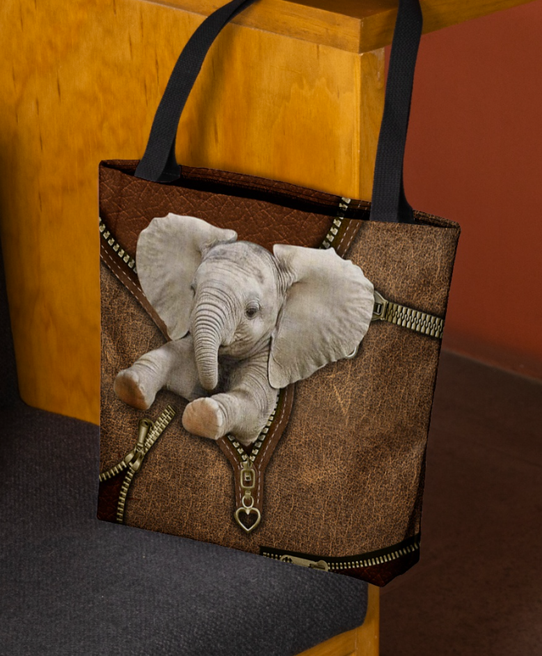 Elephant zipper tote bag
