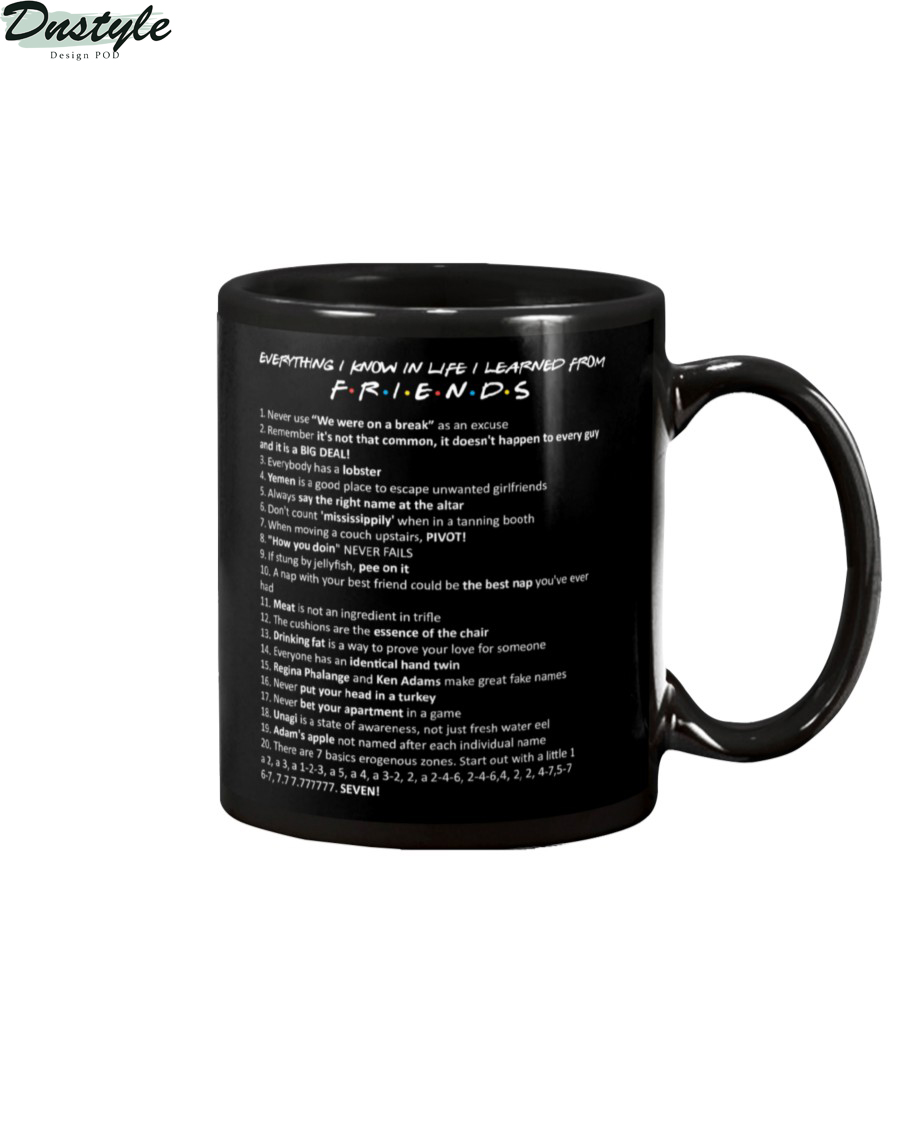 Everything I know in life I learn from FRIENDS TV series mug