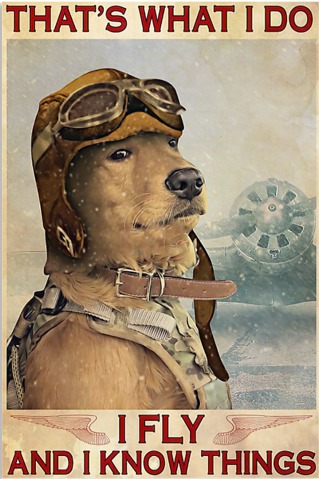 Golden Retriever that's what i do i fly and i know things poster