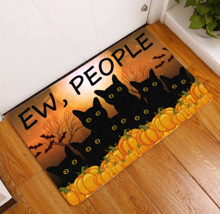Halloween black cats ew people doormat
