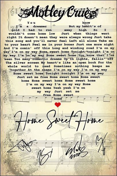 Home sweet home lyric signature poster