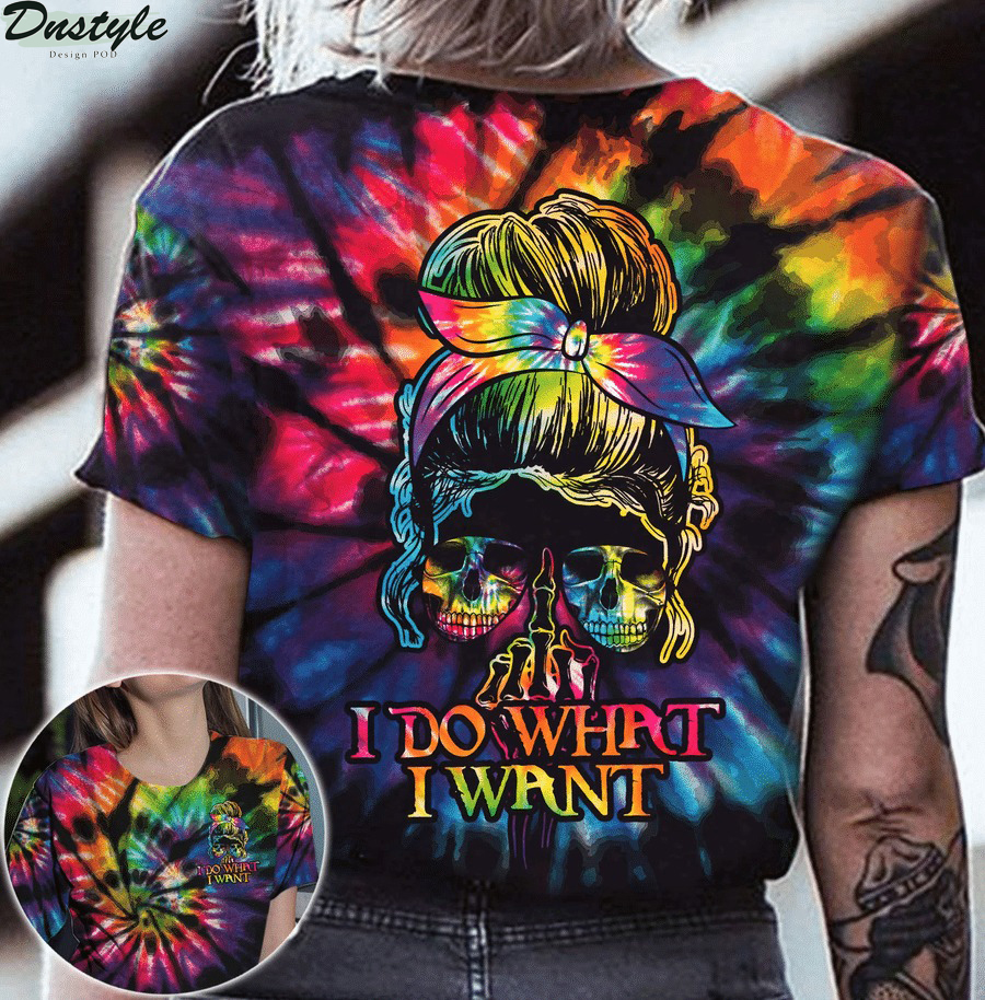 I do what i want skull tie dye girl 3d all over printed shirt