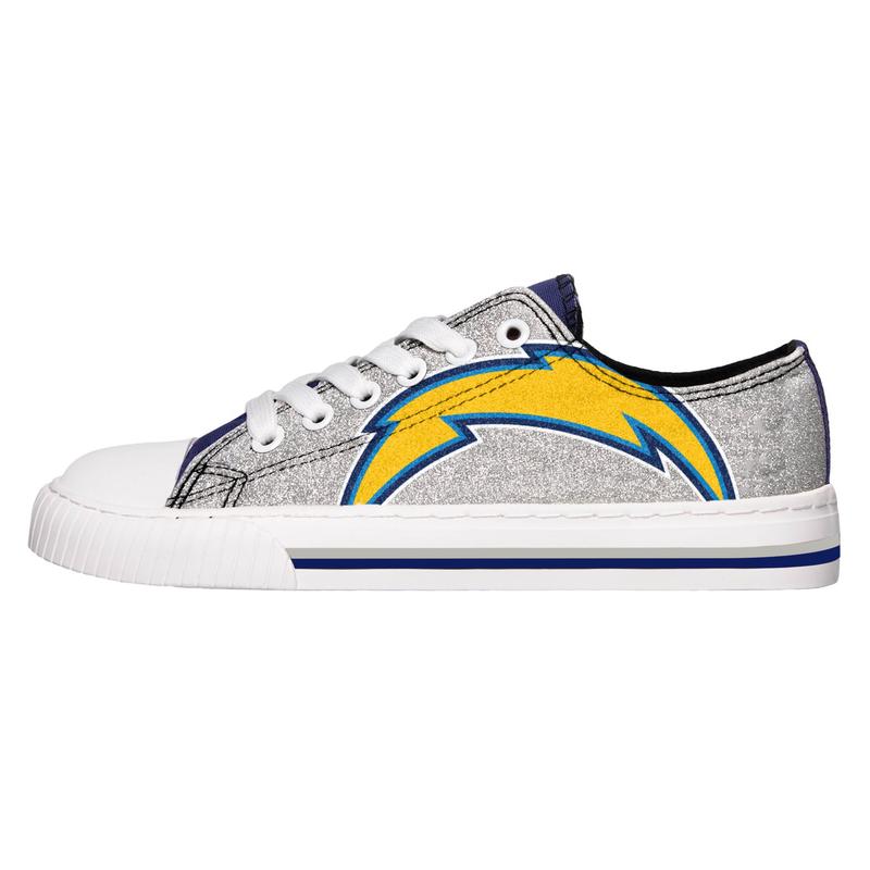 Los angeles chargers NFL glitter low top canvas shoes 1