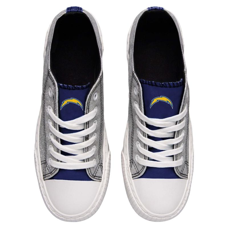 Los angeles chargers NFL glitter low top canvas shoes 2