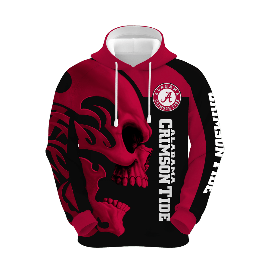 NCAA alabama crimson tide skull hoodie zip hoodie