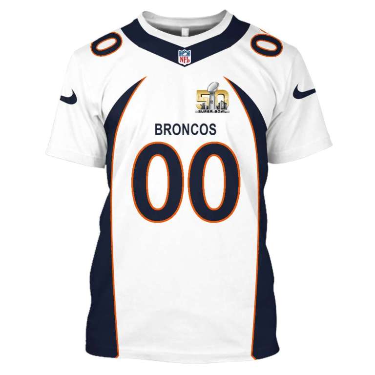 NFL Denver broncos super bowl 50 custom name and number 3d printed shirt