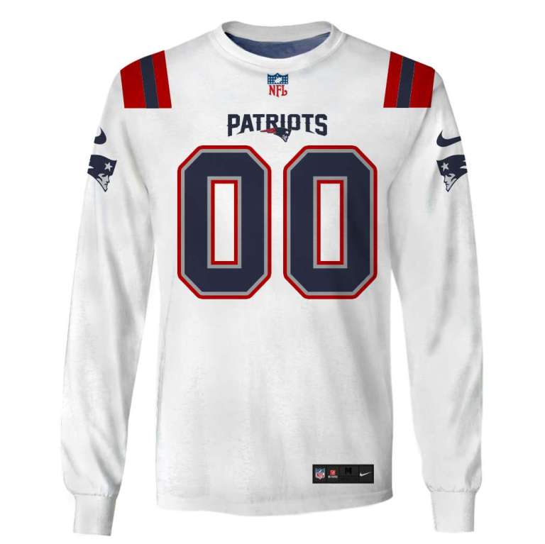NFL New England Patriots custom name and number 3d printed long sleeve
