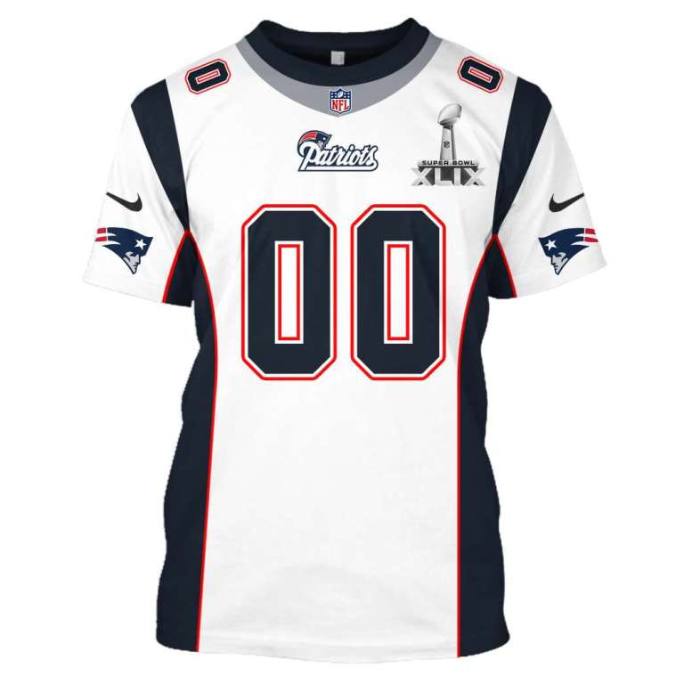 NFL New England Patriots super bowl xlix custom name and number 3d printed shirt