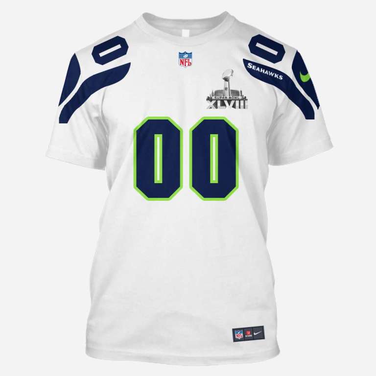 NFL Seattle seahawks super bowl xlviii custom name and number 3d printed shirt