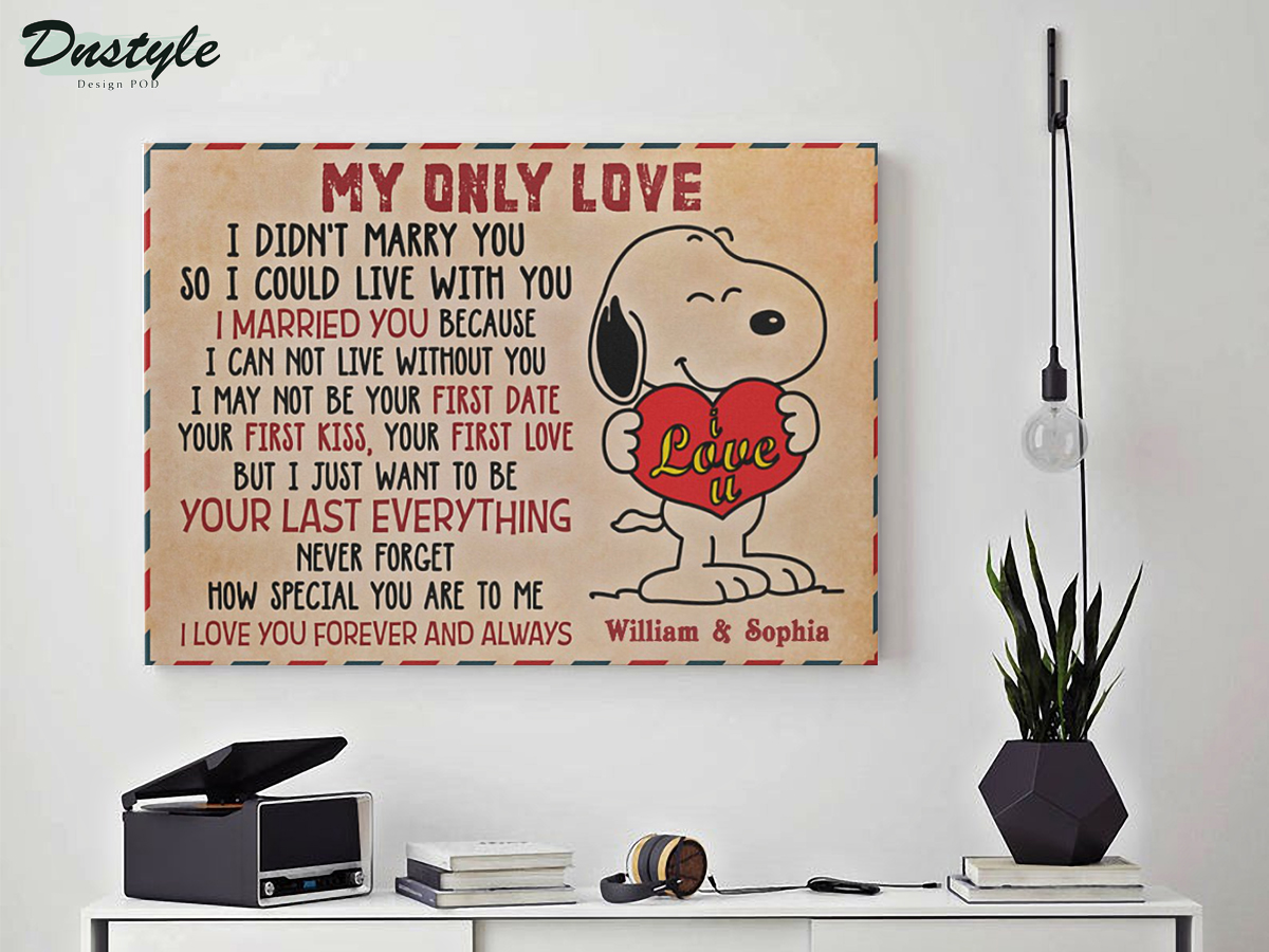 Personalized custom name snoopy my only love canvas prints