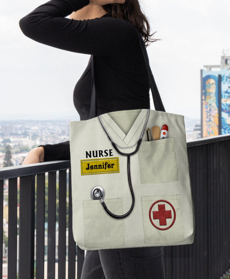 Personalized nurse tote bag