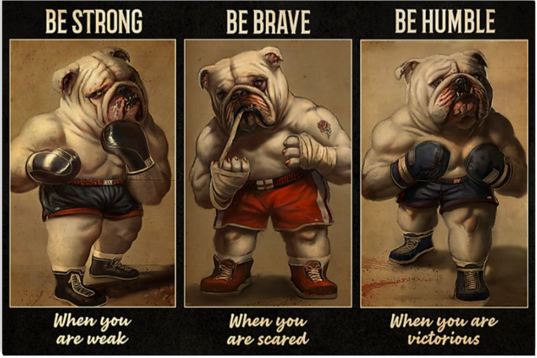 Pitbull boxing be strong when you are weak be brave when you are scared poster