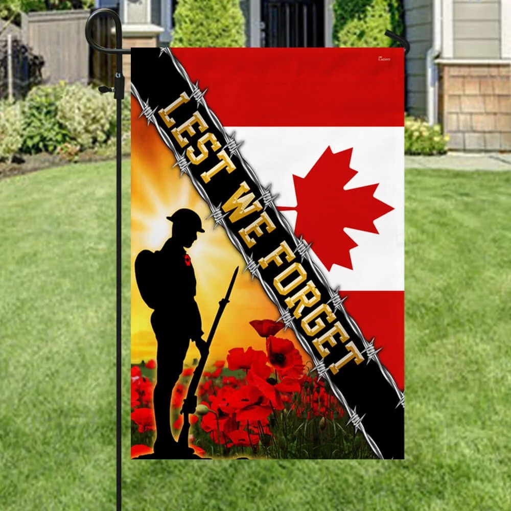 Remembrance Day Poppy Lest We Forget Canada Veteran Flag 2
