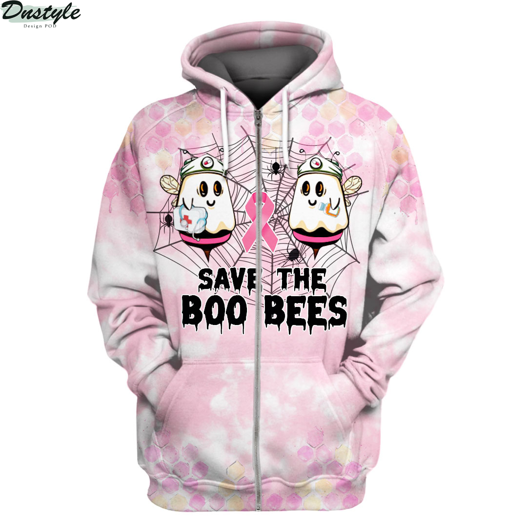 Save the Boo Bees Breast Cancer Halloween 3D All Over Printed zip hoodie