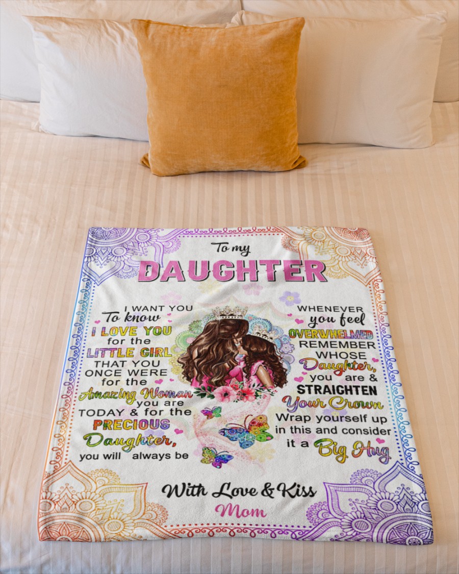 To my daughter with love and kiss mom blanket 1