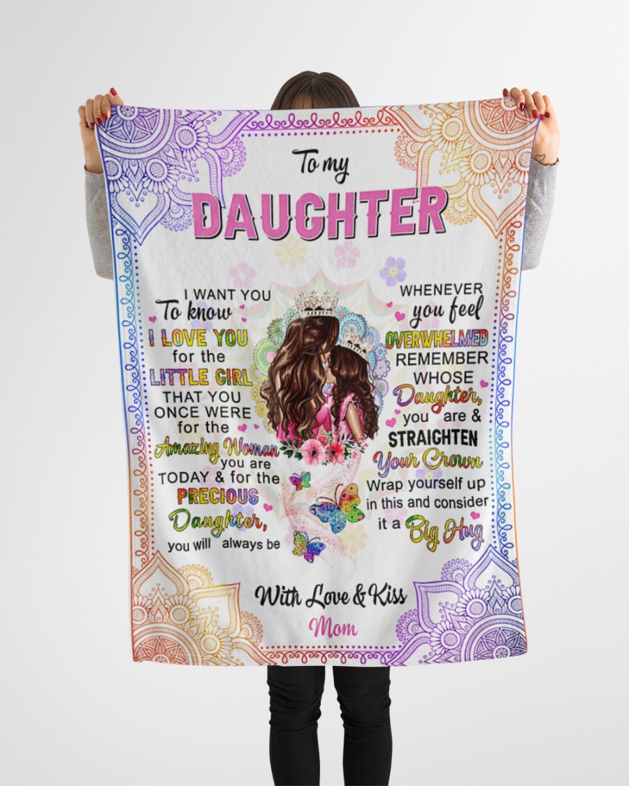 To my daughter with love and kiss mom blanket 3