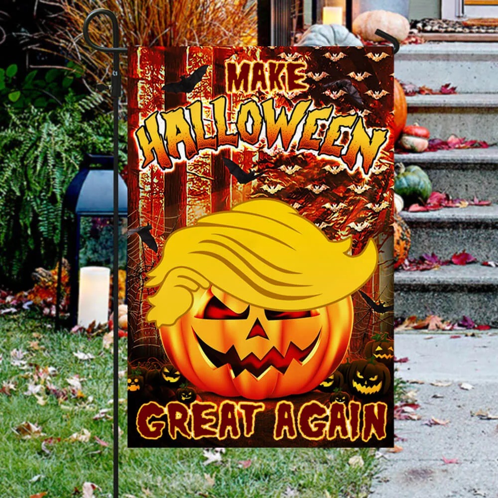 Trump make halloween great again halloween pumpkin flag 2