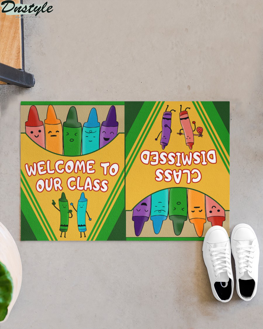 Welcome to our class dismissed crayon box doormat 1