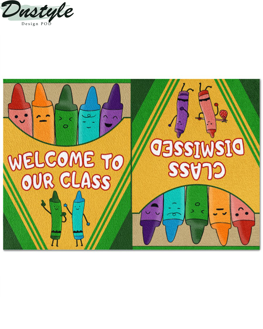 Welcome to our class dismissed crayon box doormat 2