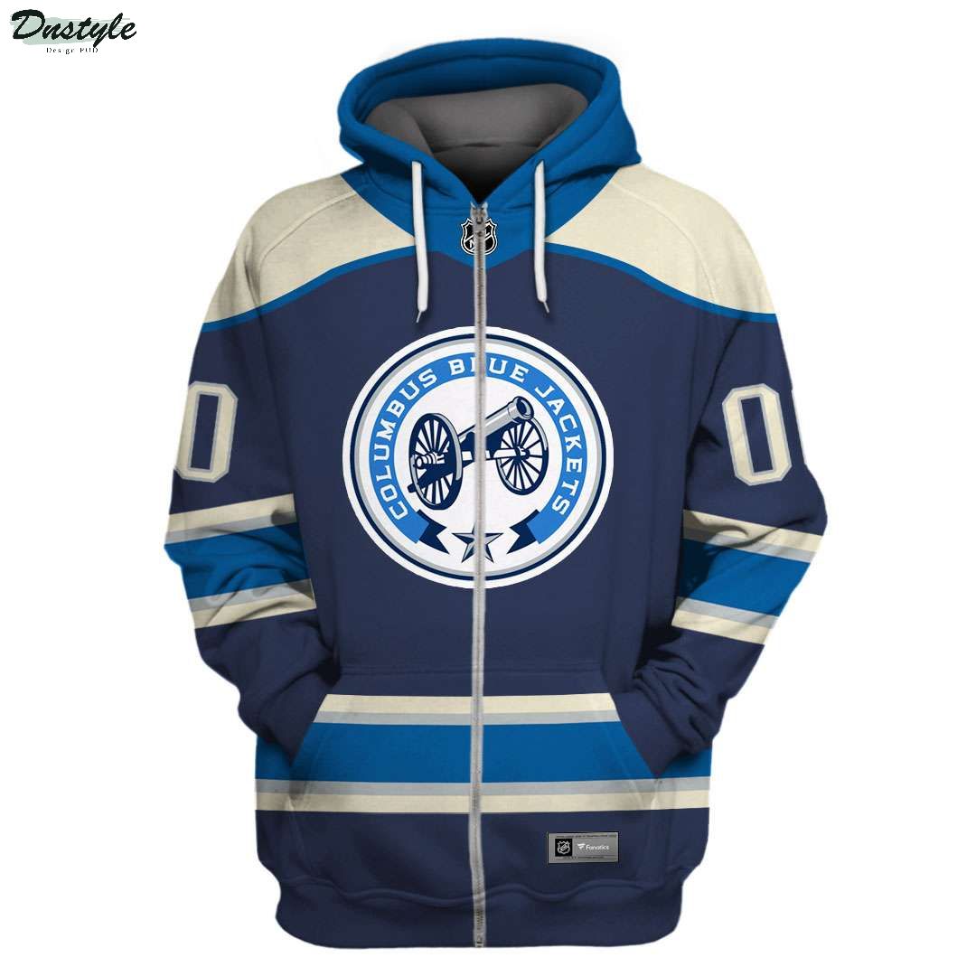 Personalized Columbus Blue Jackets NHL 3d full printing zip hoodie