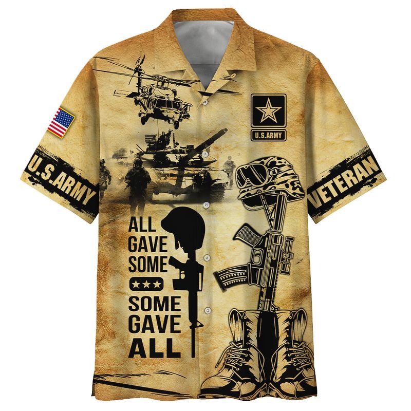 All gave some some gave all US army veteran all over print hawaiian shirt