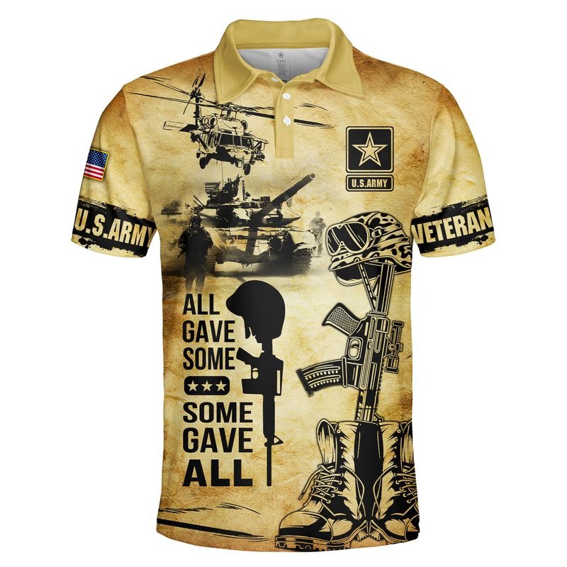 All gave some some gave all US army veteran all over print polo