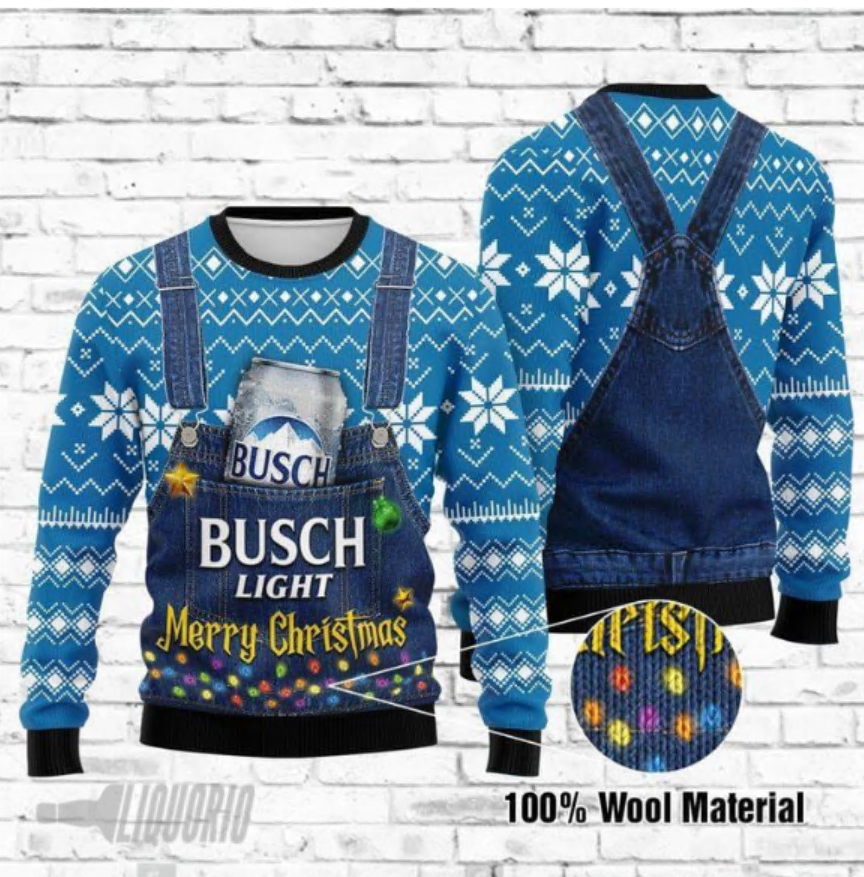 Busch light Merry Christmas ugly sweater