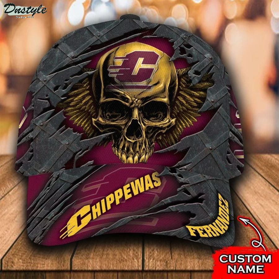 Central Michigan Chippewas skull NCAA Custom Name Classic Cap