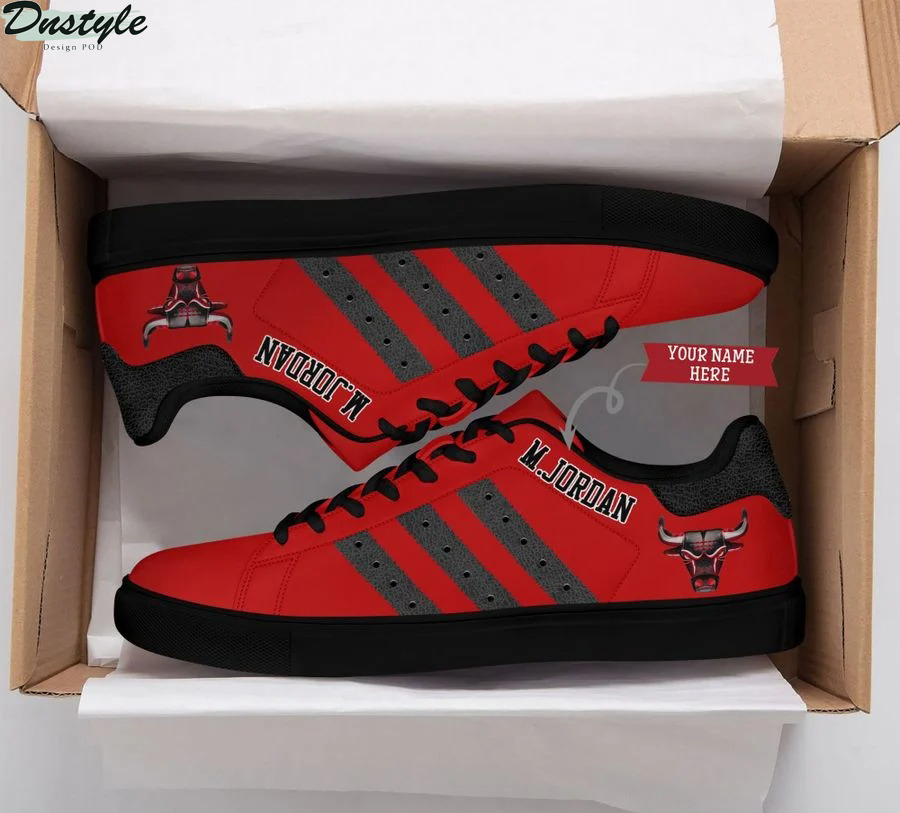 Chicago Bulls custom name red stan smith low top shoes