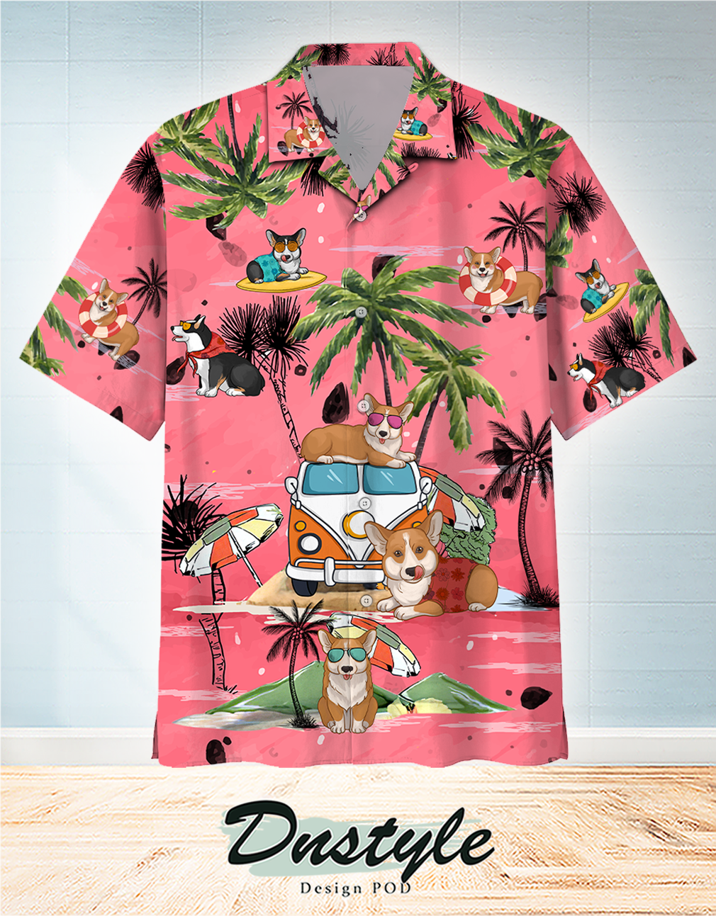 Corgi Summer Beach Hawaiian Shirt