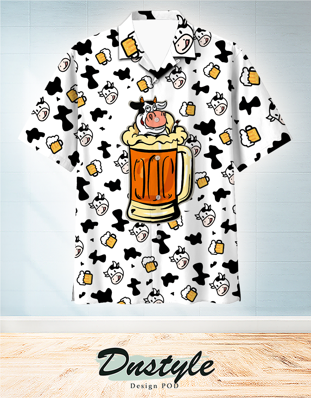 Cow and beer hawaiian shirt