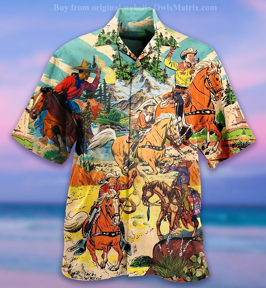 Cowboy real men ride horses hawaiian shirt 1
