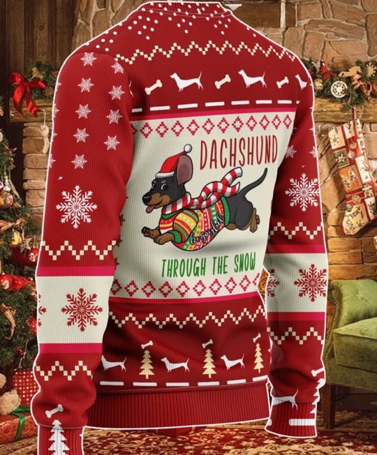 Dachshund Through The Snow Ugly Christmas Sweater 1