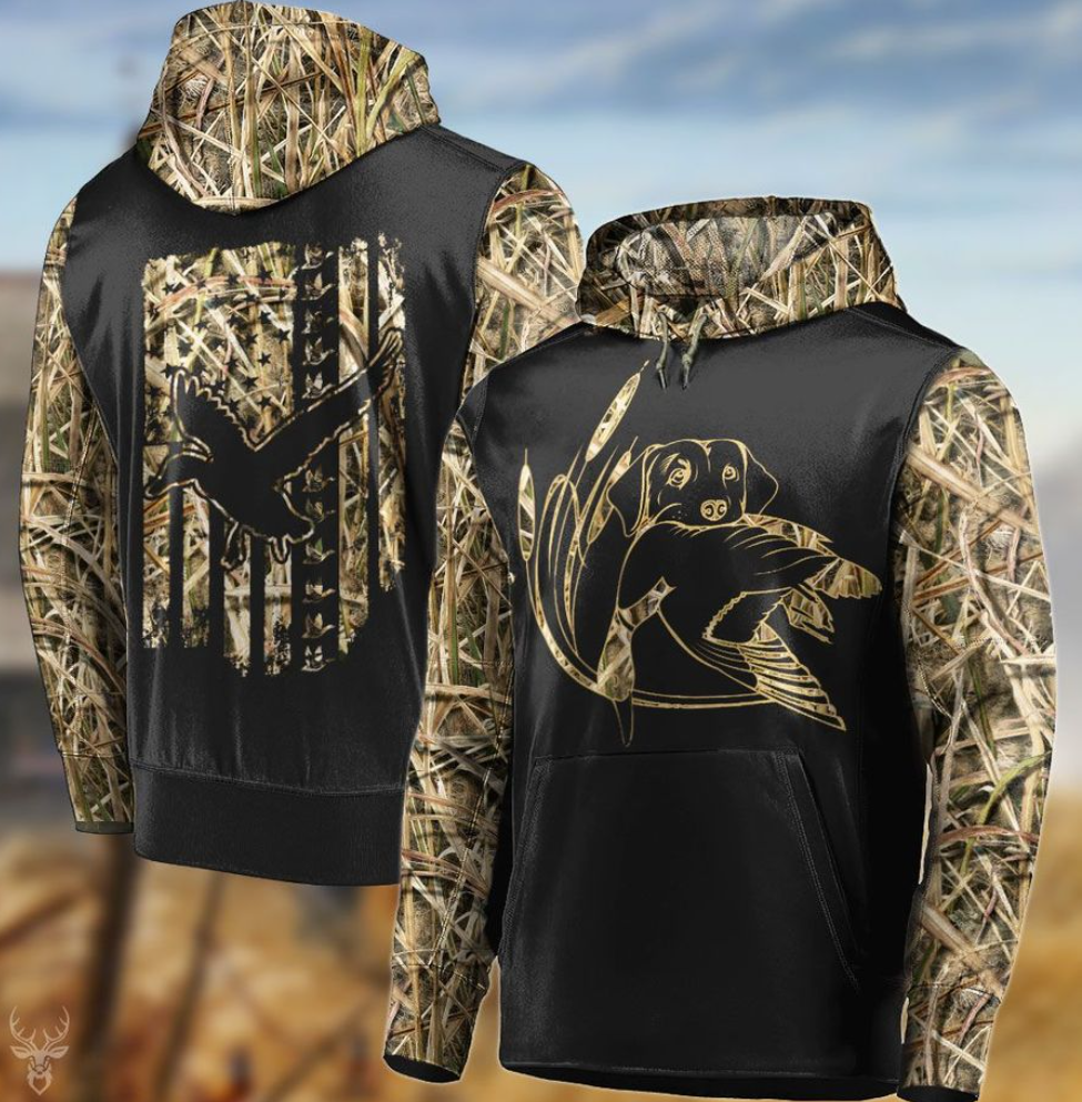 Duck hunting all over printed 3D hoodie