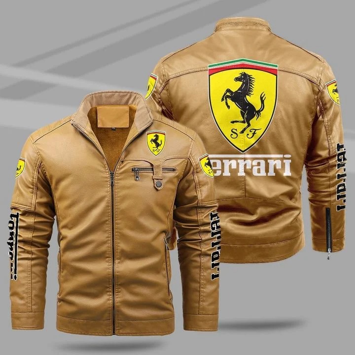 Ferrari fleece leather jacket 1