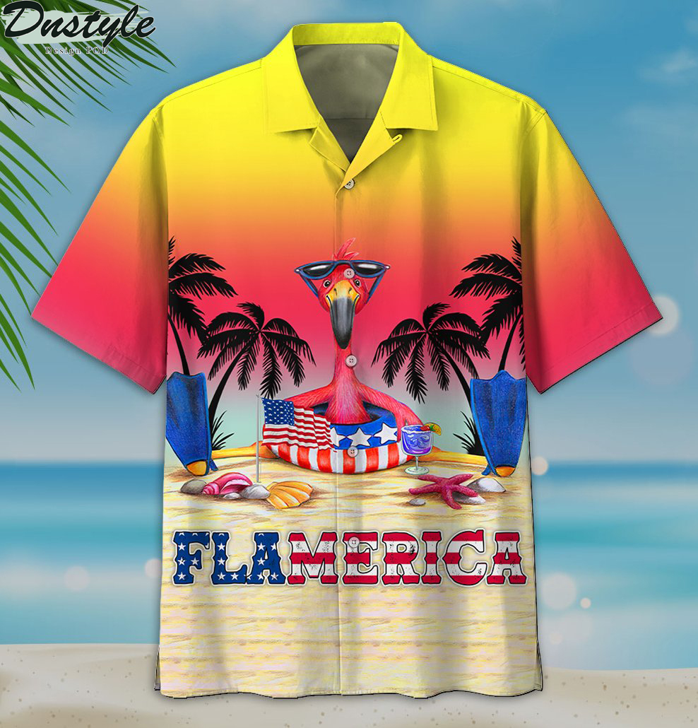 Flamingo summer flamerica hawaiian shirt