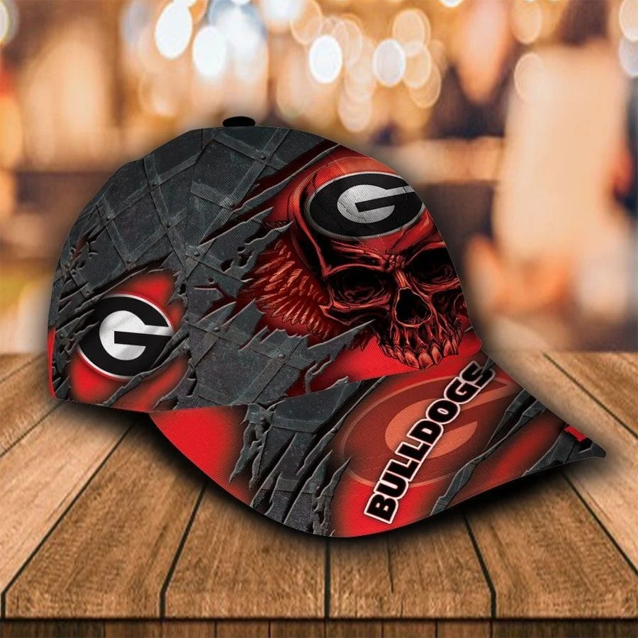 Georgia Bulldogs NCAA Skull Custom Name Classic Cap