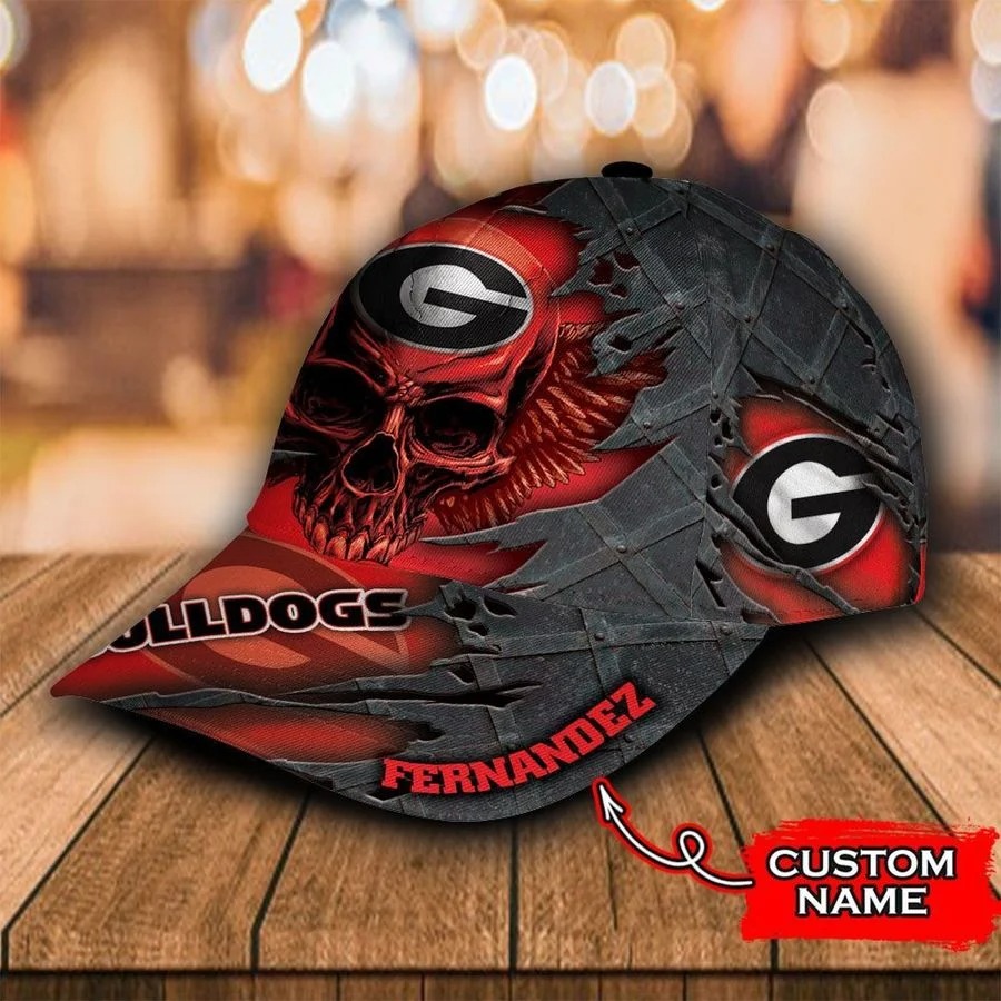 Georgia Bulldogs NCCA Skull Custom Name Classic Cap 2