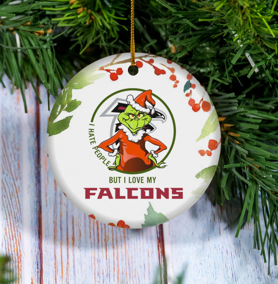 Grinch i hate people but i love Atlanta Falcons Christmas Ornament