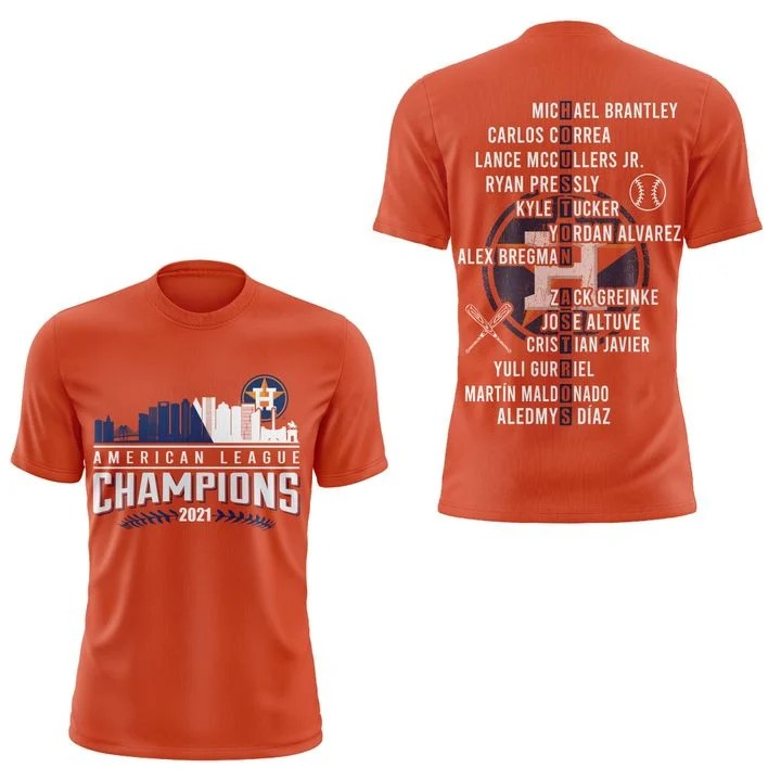 Houston astros MLB american league champions 2021 3d print shirt