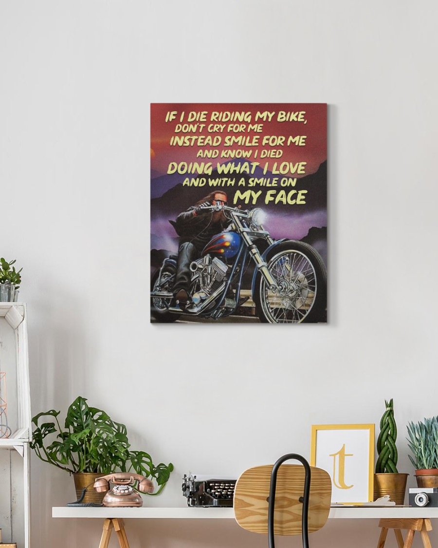 If I die riding my bike don't cry for me instead smile for me canvas 1