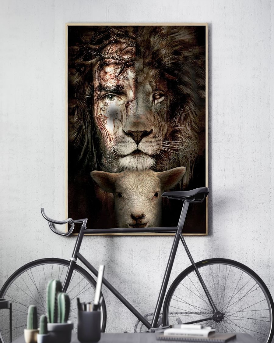 Jesus Lion And Lamb Poster Canvas 1