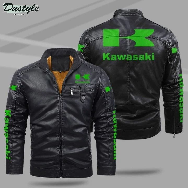 Kawasaki fleece leather jacket