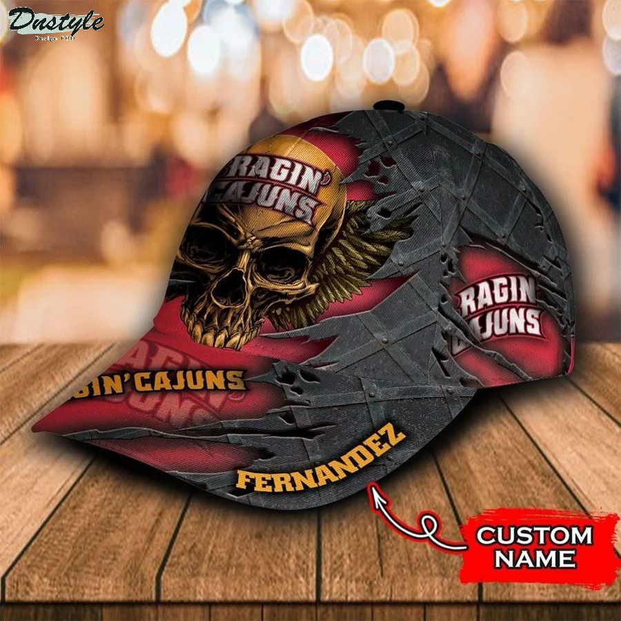 Louisiana Ragin' Cajuns skull NCAA Custom Name Classic Cap 2