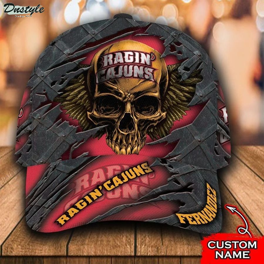 Louisiana Ragin’ Cajuns skull NCAA Custom Name Classic Cap