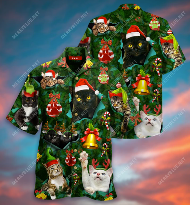 Meowy CatMas hawaiian shirt
