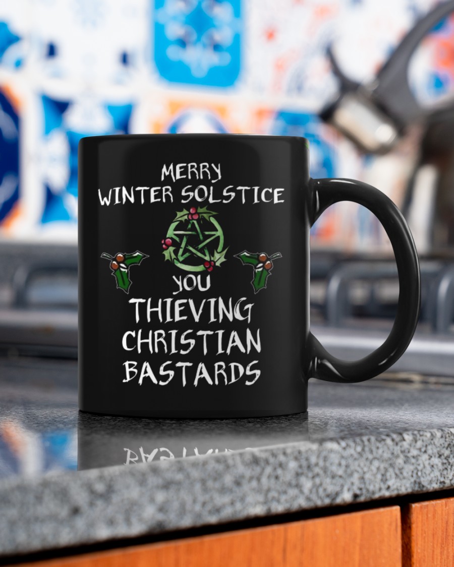 Merry Winter solstice you thieving christian bastards witch mug 2