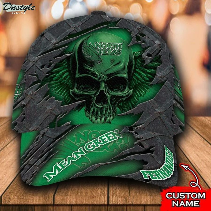 North Texas Mean Green skull NCAA Custom Name Classic Cap
